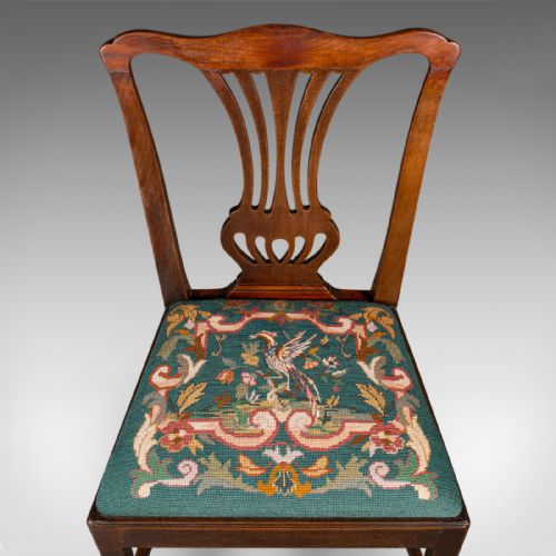 ANTIQUE EMBROIDERED SIDE CHAIR ENGLISH HALL MORNING ROOM GEORGIAN C1800 - ADDITIONAL PHOTO 7