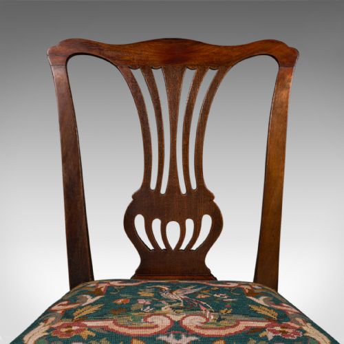 ANTIQUE EMBROIDERED SIDE CHAIR ENGLISH HALL MORNING ROOM GEORGIAN C1800 - ADDITIONAL PHOTO 8