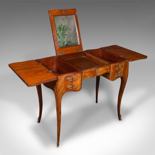 fig 2. Antique Coiffeuse Dressing Table, French, Kingwood, Louis XV Revival, Victorian