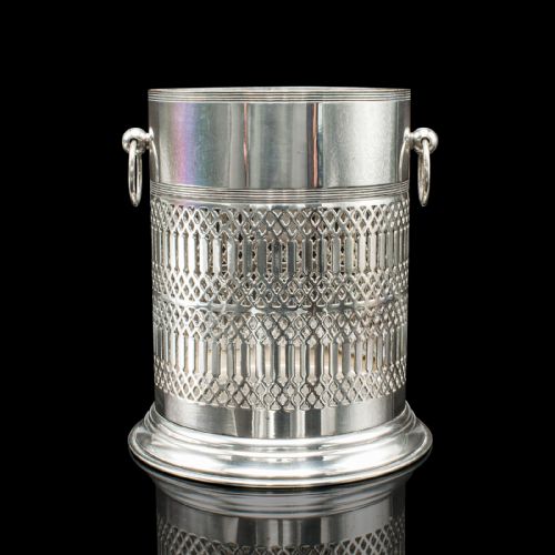 fig 1. Antique Wine Bottle Cooler, Welsh, Silver Plate, Champagne Magnum Bucket, C.1920