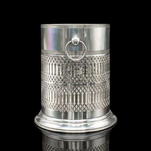 fig 3. Antique Wine Bottle Cooler, Welsh, Silver Plate, Champagne Magnum Bucket, C.1920