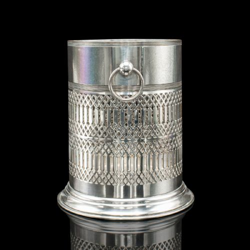 fig 4. Antique Wine Bottle Cooler, Welsh, Silver Plate, Champagne Magnum Bucket, C.1920