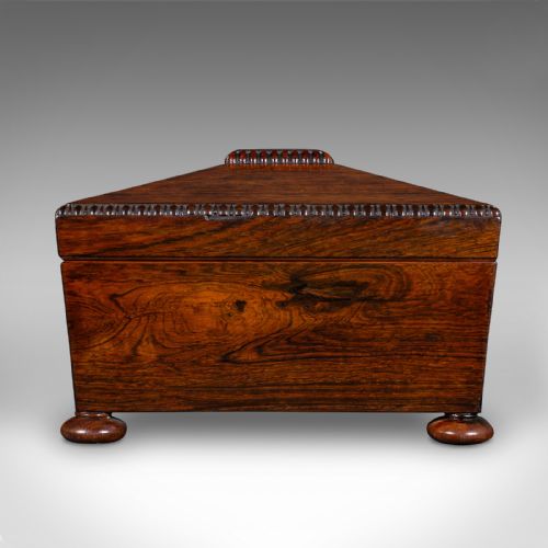 ANTIQUE SARCOPHAGUS KEEPSAKE BOX ENGLISH VELVET LINED GLOVE CASE REGENCY - ADDITIONAL PHOTO 3