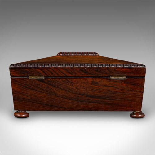 ANTIQUE SARCOPHAGUS KEEPSAKE BOX ENGLISH VELVET LINED GLOVE CASE REGENCY - ADDITIONAL PHOTO 4
