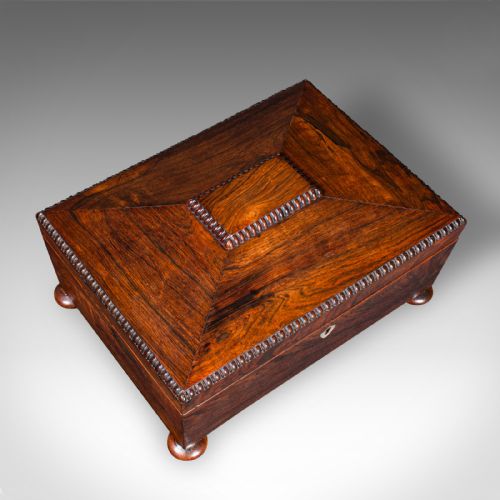 ANTIQUE SARCOPHAGUS KEEPSAKE BOX ENGLISH VELVET LINED GLOVE CASE REGENCY - ADDITIONAL PHOTO 7