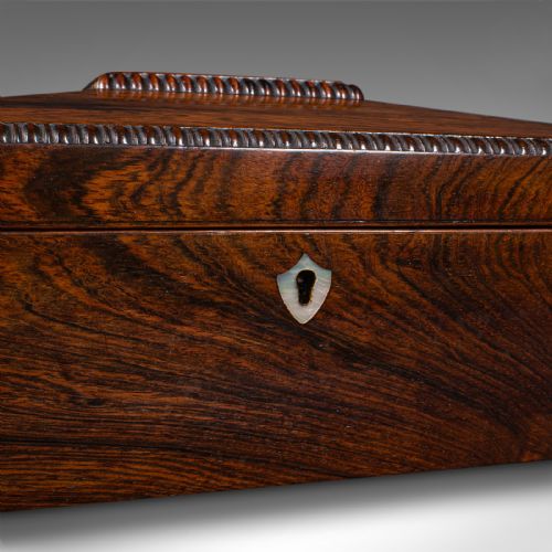 ANTIQUE SARCOPHAGUS KEEPSAKE BOX ENGLISH VELVET LINED GLOVE CASE REGENCY - ADDITIONAL PHOTO 9
