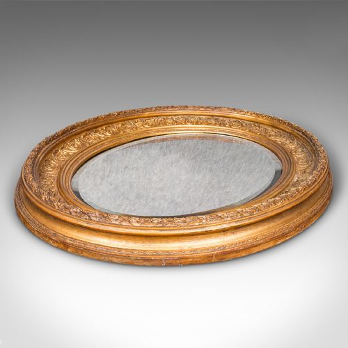 ANTIQUE OVAL MIRROR ENGLISH GILTWOOD OVERMANTLE HALL ITALIANATE GEORGIAN - ADDITIONAL PHOTO 5