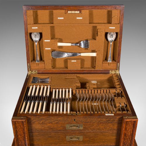 ANTIQUE 154PC CANTEEN ON STAND ENGLISH OAK MAPPIN WEBB CUTLERY EDWARDIAN - ADDITIONAL PHOTO 7