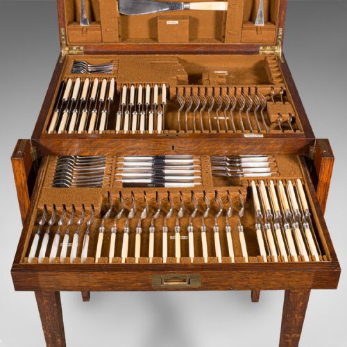 ANTIQUE 154PC CANTEEN ON STAND ENGLISH OAK MAPPIN WEBB CUTLERY EDWARDIAN - ADDITIONAL PHOTO 8