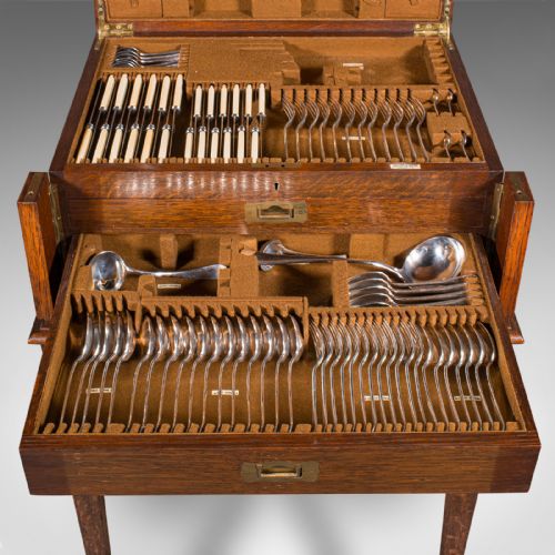 ANTIQUE 154PC CANTEEN ON STAND ENGLISH OAK MAPPIN WEBB CUTLERY EDWARDIAN - ADDITIONAL PHOTO 9