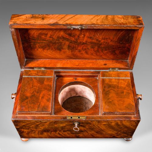 ANTIQUE TEA CADDY ENGLISH LOOSE LEAF CANISTER MIXING GLASS REGENCY C1820 - ADDITIONAL PHOTO 8