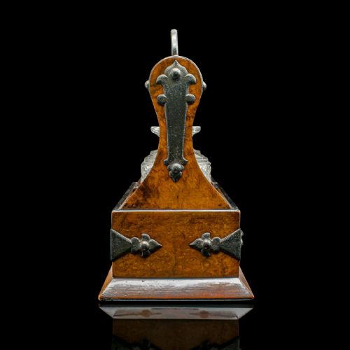 fig 4. Small Antique Tantalus, English, Walnut, 3 Decanters, Gothic Revival, Victorian