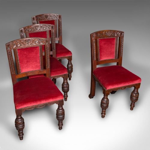 SET OF 4 ANTIQUE DINING CHAIRS SCOTTISH OAK GOTHIC REVIVAL VICTORIAN C1880 - ADDITIONAL PHOTO 3