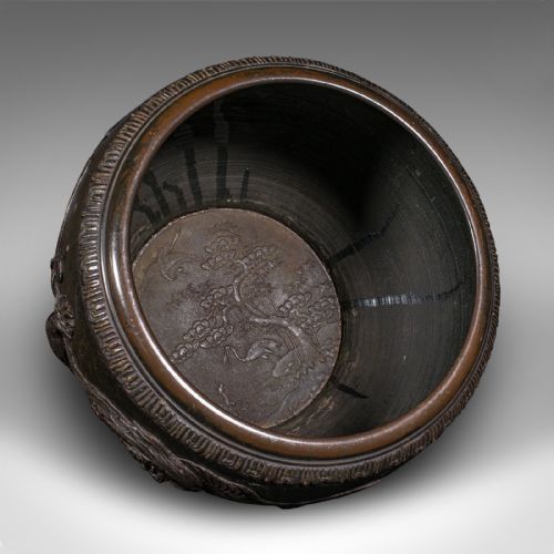 ANTIQUE JARDINIERE BOWL JAPANESE BRONZE DECORATIVE PLANTER EDO VICTORIAN - ADDITIONAL PHOTO 3