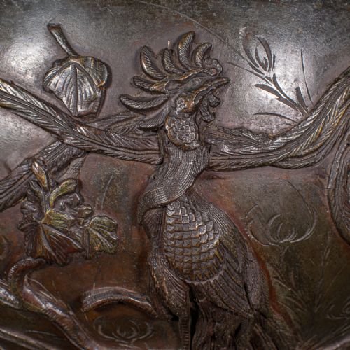 ANTIQUE JARDINIERE BOWL JAPANESE BRONZE DECORATIVE PLANTER EDO VICTORIAN - ADDITIONAL PHOTO 9