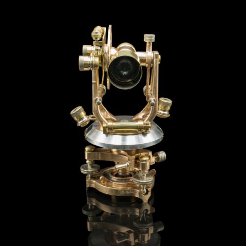 fig 1. Antique Transit Theodolite, English, Surveying Instrument, Thornton, Edwardian