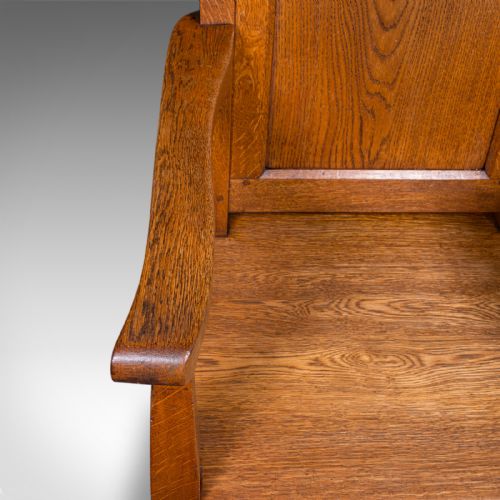 ANTIQUE SCHOOLMASTER'S CHAIR ENGLISH OAK DESK ELBOW SEAT EDWARDIAN C1910 - ADDITIONAL PHOTO 8