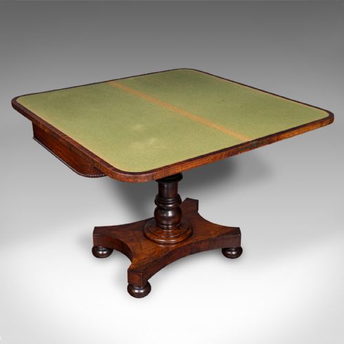 fig 1. Antique Fold Over Card Table, English, Extending, Games, Console, Regency, 1820