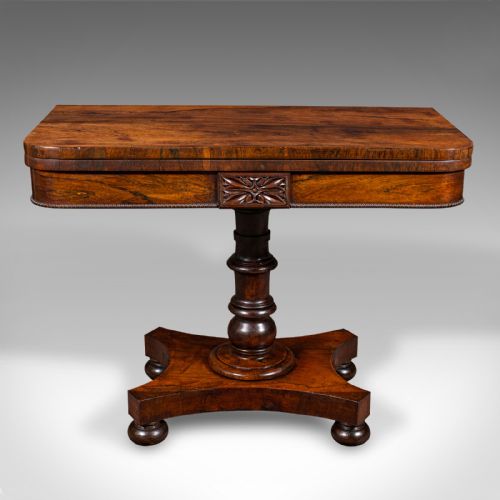 fig 2. Antique Fold Over Card Table, English, Extending, Games, Console, Regency, 1820