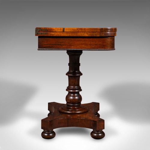 fig 3. Antique Fold Over Card Table, English, Extending, Games, Console, Regency, 1820
