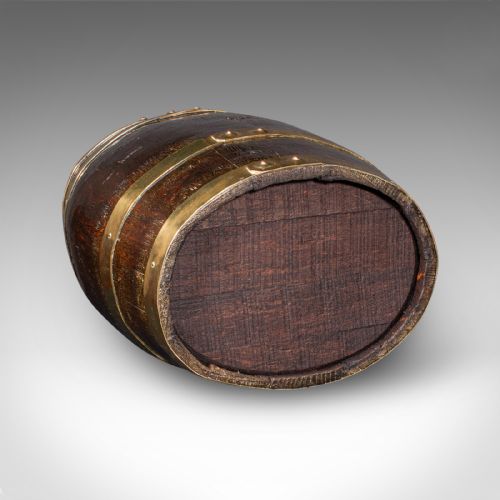 ANTIQUE OVAL STICK STAND ENGLISH OAK COOPERED BARREL UMBRELLA LOOP VICTORIAN - ADDITIONAL PHOTO 6