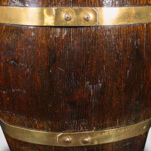 ANTIQUE OVAL STICK STAND ENGLISH OAK COOPERED BARREL UMBRELLA LOOP VICTORIAN - ADDITIONAL PHOTO 8