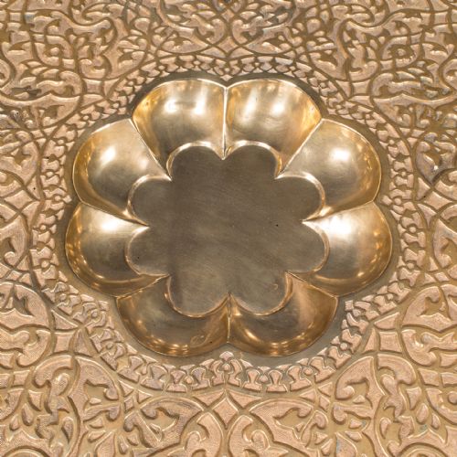 fig 4. Large Antique Berber Tea Table, Middle East, Brass, Teak, Campaign, Circa 1920