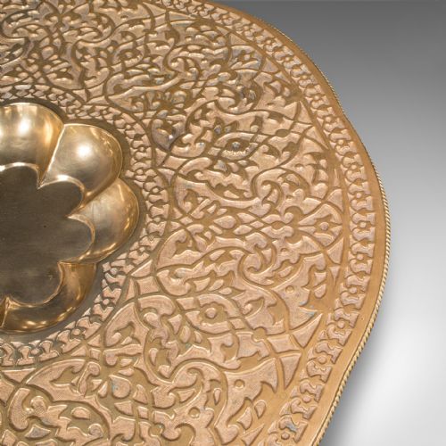fig 5. Large Antique Berber Tea Table, Middle East, Brass, Teak, Campaign, Circa 1920