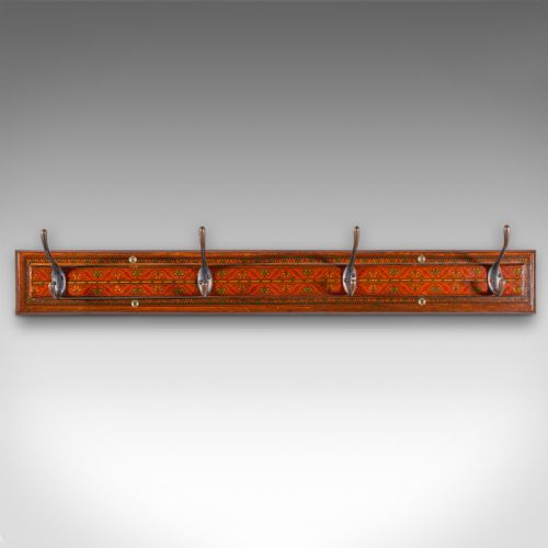 fig 1. Antique Reception Wall Rack, English Oak, Hall, Coat Hooks, Aesthetic, Victorian