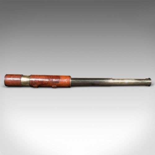 ANTIQUE 3 DRAW TELESCOPE ENGLISH BRASS LEATHER NEWTON CO VICTORIAN C1870 - ADDITIONAL PHOTO 4