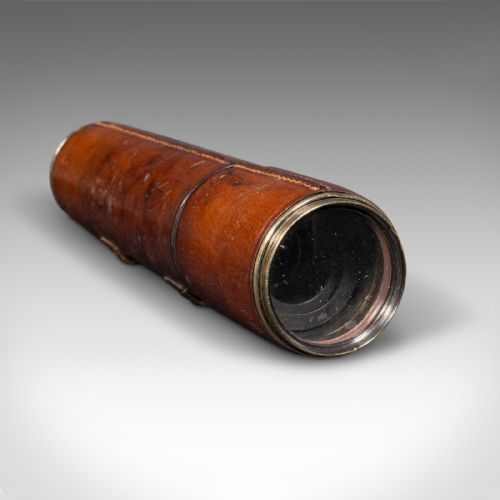 ANTIQUE 3 DRAW TELESCOPE ENGLISH BRASS LEATHER NEWTON CO VICTORIAN C1870 - ADDITIONAL PHOTO 5