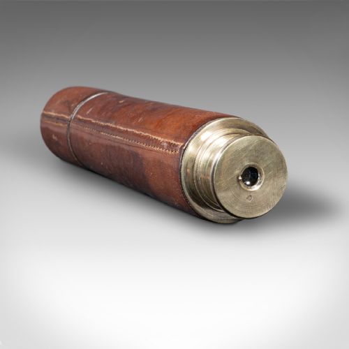 ANTIQUE 3 DRAW TELESCOPE ENGLISH BRASS LEATHER NEWTON CO VICTORIAN C1870 - ADDITIONAL PHOTO 7