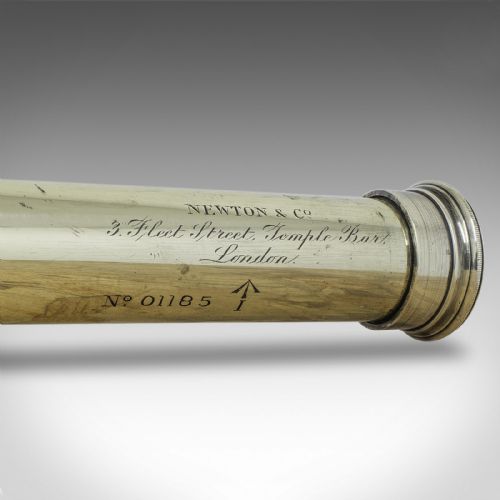 ANTIQUE 3 DRAW TELESCOPE ENGLISH BRASS LEATHER NEWTON CO VICTORIAN C1870 - ADDITIONAL PHOTO 9