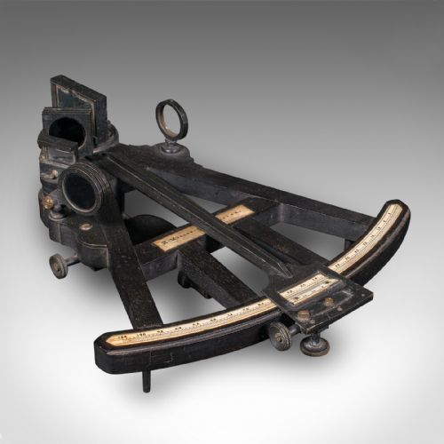 ANTIQUE CASED OCTANT SCOTTISH EBONY NAVIGATION INSTRUMENT SEXTANT VICTORIAN - ADDITIONAL PHOTO 1