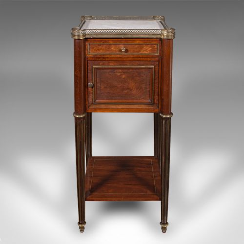 ANTIQUE BEDSIDE TABLE FRENCH WALNUT MARBLE NIGHTSTAND VICTORIAN CIRCA 1840 - ADDITIONAL PHOTO 2