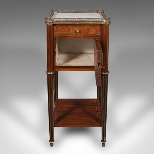 ANTIQUE BEDSIDE TABLE FRENCH WALNUT MARBLE NIGHTSTAND VICTORIAN CIRCA 1840 - ADDITIONAL PHOTO 4