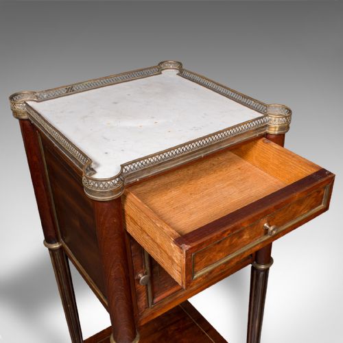 ANTIQUE BEDSIDE TABLE FRENCH WALNUT MARBLE NIGHTSTAND VICTORIAN CIRCA 1840 - ADDITIONAL PHOTO 11