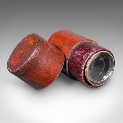 SMALL ANTIQUE OPERA MONOCULAR GERMAN BRASS LEATHER VIEWING SCOPE VICTORIAN - ADDITIONAL PHOTO 1