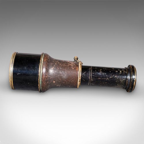 SMALL ANTIQUE OPERA MONOCULAR GERMAN BRASS LEATHER VIEWING SCOPE VICTORIAN - ADDITIONAL PHOTO 3