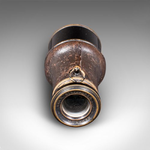 SMALL ANTIQUE OPERA MONOCULAR GERMAN BRASS LEATHER VIEWING SCOPE VICTORIAN - ADDITIONAL PHOTO 8