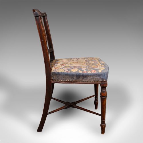 fig 2. Antique Embroidered Chair, English, Walnut, Needlepoint, Bedroom, Hall, Regency