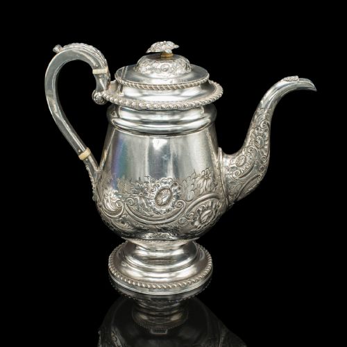 ANTIQUE COFFEE POT ENGLISH OLD SHEFFIELD SILVER PLATE TEA KETTLE REGENCY - ADDITIONAL PHOTO 2