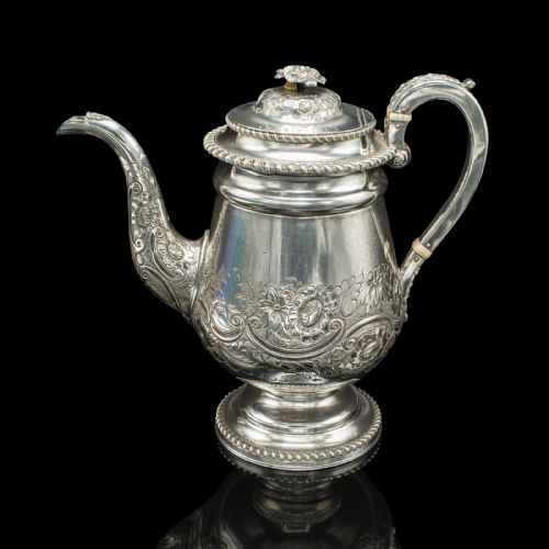 ANTIQUE COFFEE POT ENGLISH OLD SHEFFIELD SILVER PLATE TEA KETTLE REGENCY - ADDITIONAL PHOTO 4