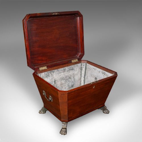 ANTIQUE SARCOPHAGUS CELLARETTE ENGLISH WINE COOLER STORAGE CASE GEORGIAN - ADDITIONAL PHOTO 1