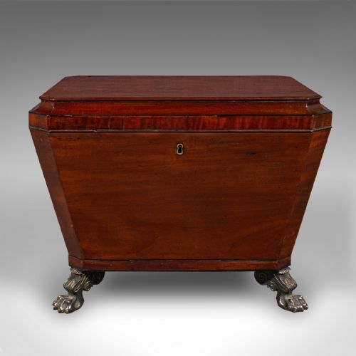 ANTIQUE SARCOPHAGUS CELLARETTE ENGLISH WINE COOLER STORAGE CASE GEORGIAN - ADDITIONAL PHOTO 2