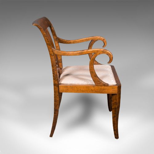 VINTAGE ELBOW CHAIR CONTINENTAL SATINWOOD SEAT BIEDERMEIER TASTE ART DECO - ADDITIONAL PHOTO 2
