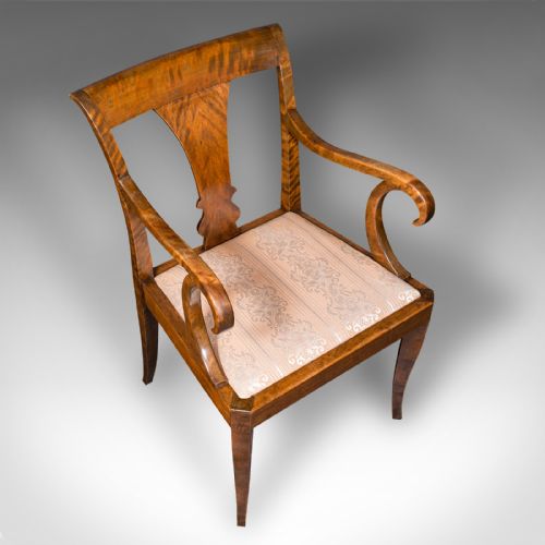 VINTAGE ELBOW CHAIR CONTINENTAL SATINWOOD SEAT BIEDERMEIER TASTE ART DECO - ADDITIONAL PHOTO 5