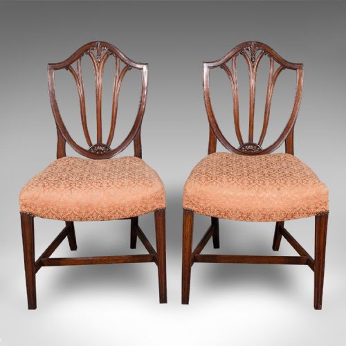 PAIR OF ANTIQUE HEPPLEWHITE SIDE CHAIRS ENGLISH FRUITWOOD HALL SEAT GEORGIAN - ADDITIONAL PHOTO 1