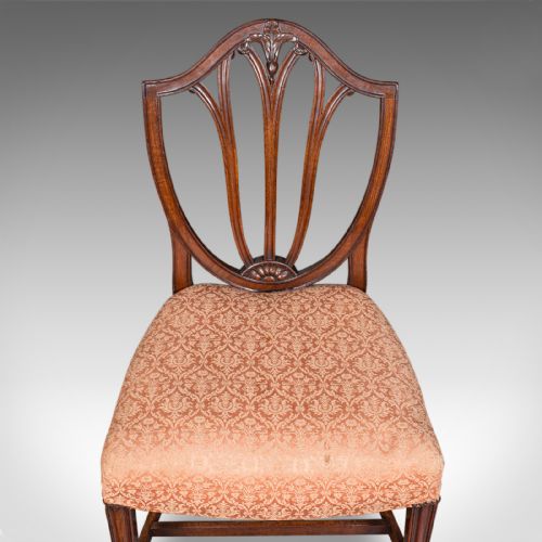 PAIR OF ANTIQUE HEPPLEWHITE SIDE CHAIRS ENGLISH FRUITWOOD HALL SEAT GEORGIAN - ADDITIONAL PHOTO 4