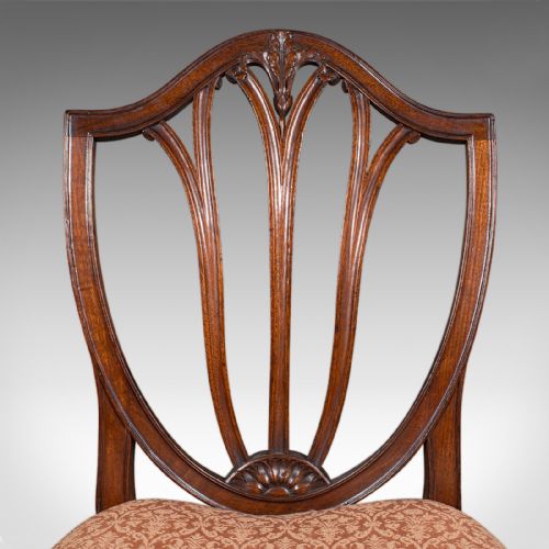PAIR OF ANTIQUE HEPPLEWHITE SIDE CHAIRS ENGLISH FRUITWOOD HALL SEAT GEORGIAN - ADDITIONAL PHOTO 9